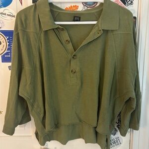BDG by urban outfitters boxy cropped olive green Henley top
